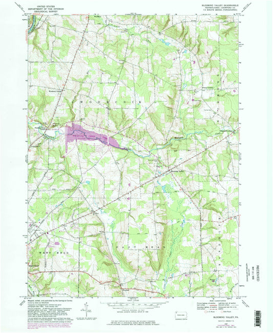 Classic USGS Blooming Valley Pennsylvania 7.5'x7.5' Topo Map Image
