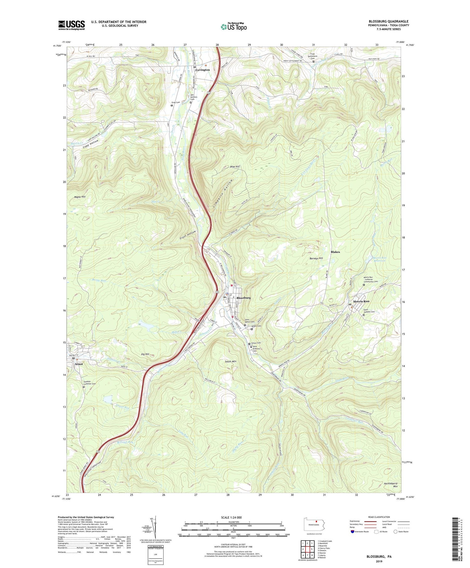 Blossburg Pennsylvania US Topo Map Image