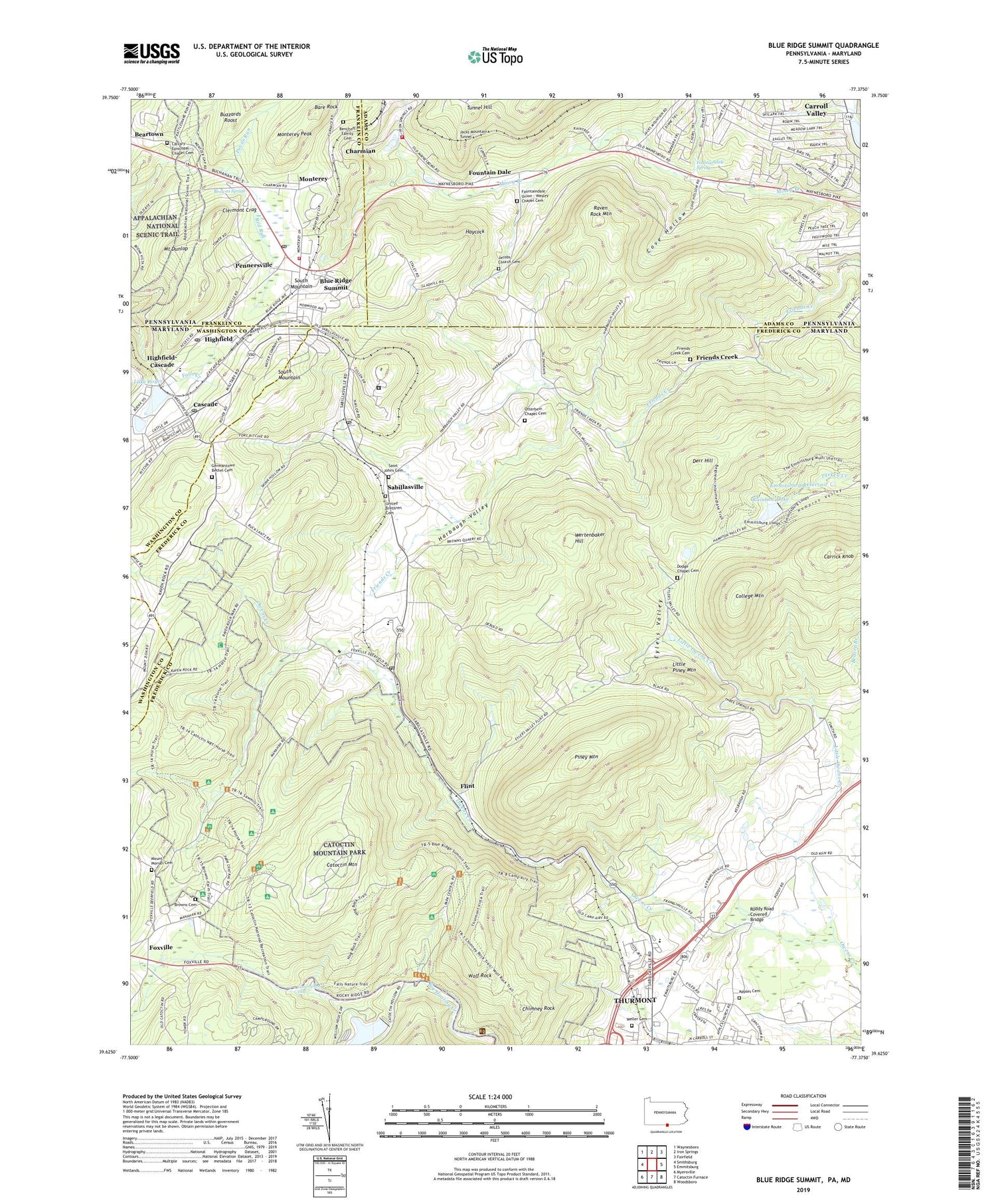 Blue Ridge Summit Pennsylvania US Topo Map Image