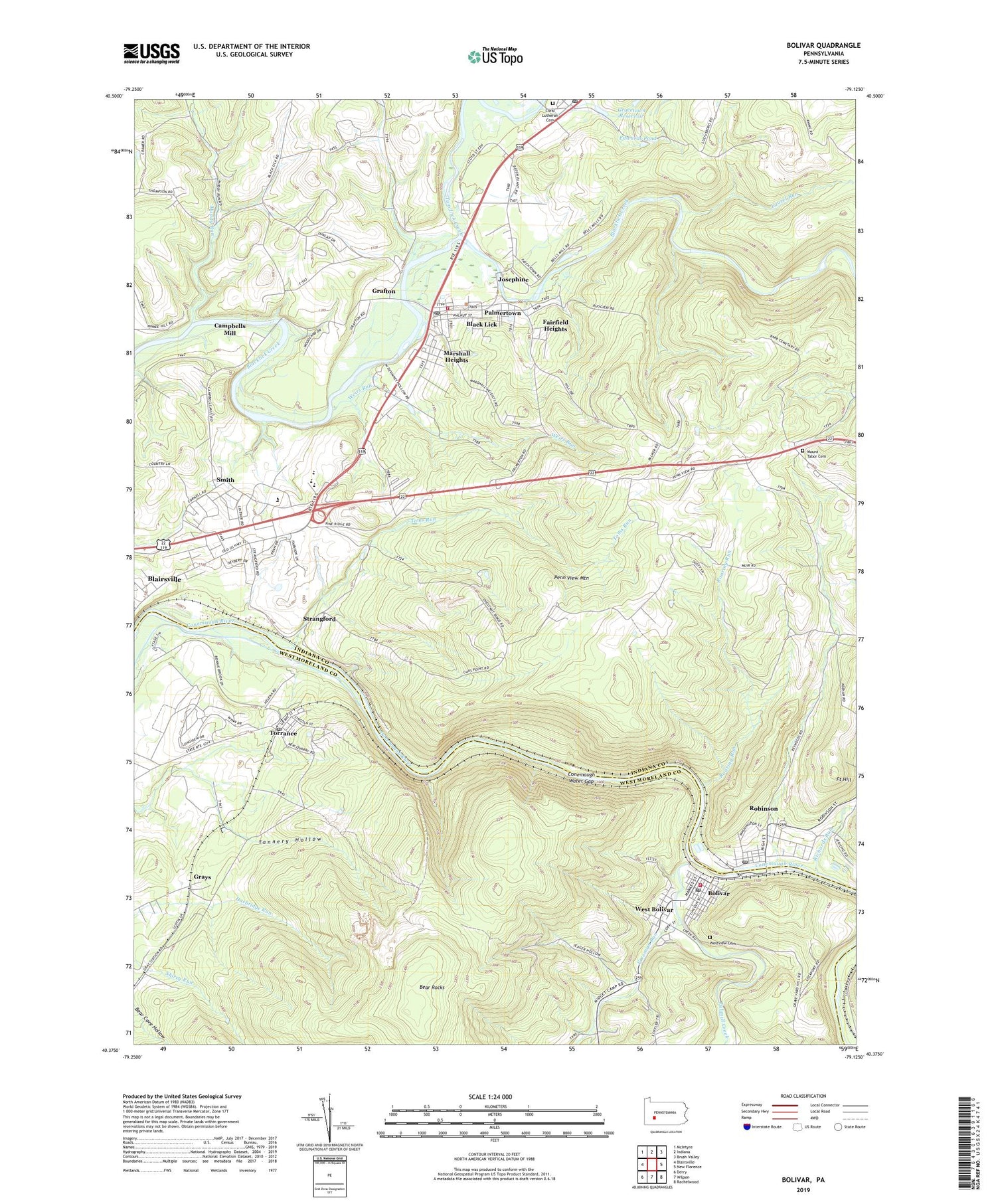 Bolivar Pennsylvania US Topo Map Image