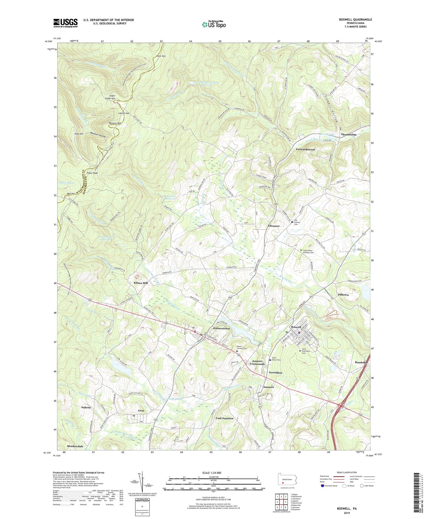 Boswell Pennsylvania US Topo Map Image
