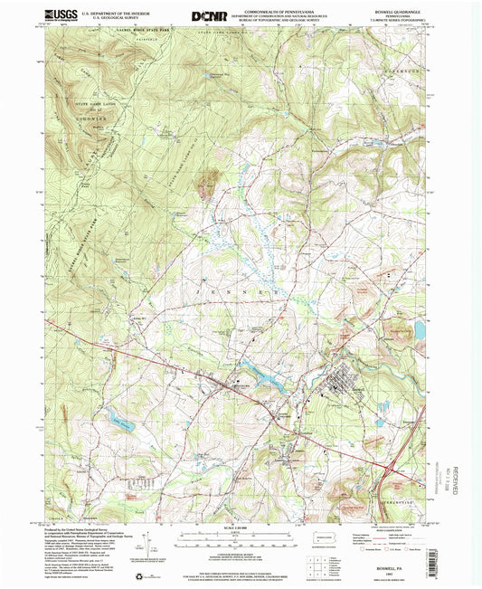 Classic USGS Boswell Pennsylvania 7.5'x7.5' Topo Map Image