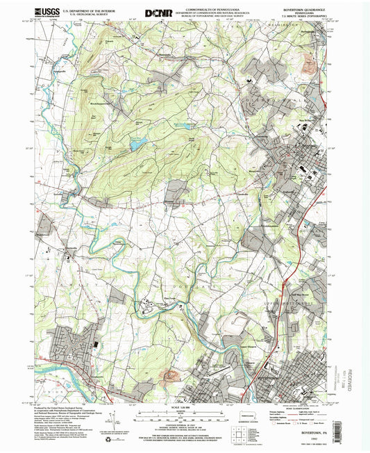 Classic USGS Boyertown Pennsylvania 7.5'x7.5' Topo Map Image