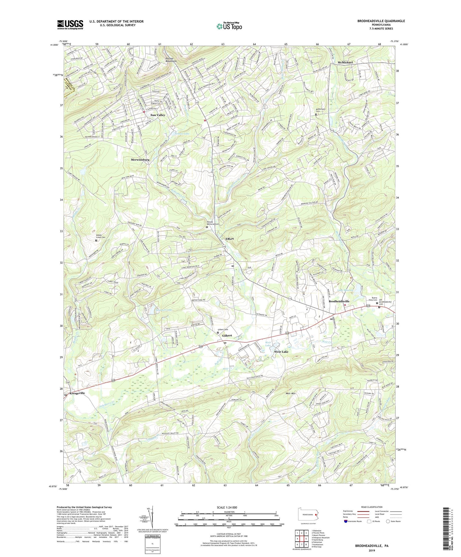 Brodheadsville Pennsylvania US Topo Map Image