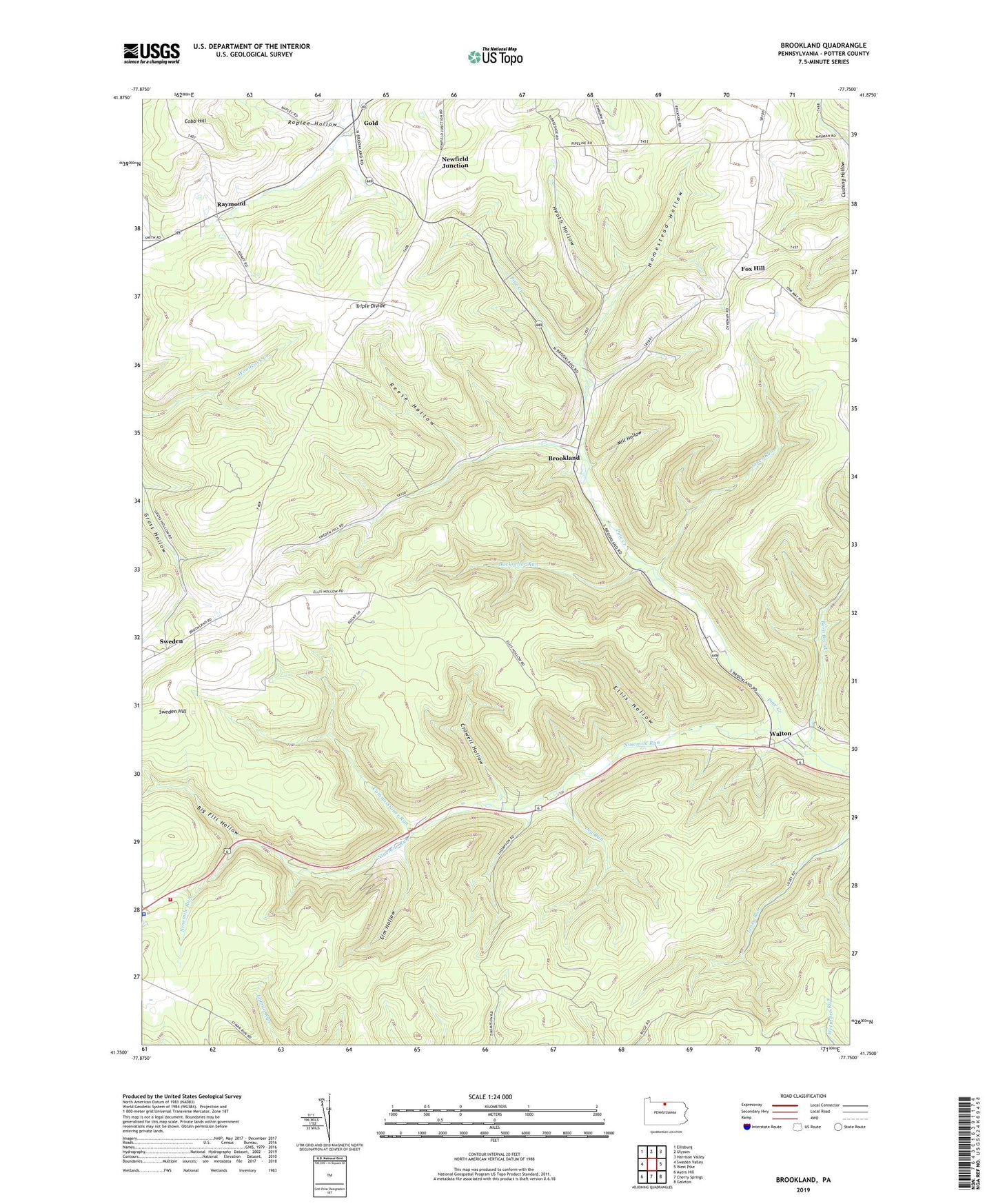 Brookland Pennsylvania US Topo Map Image
