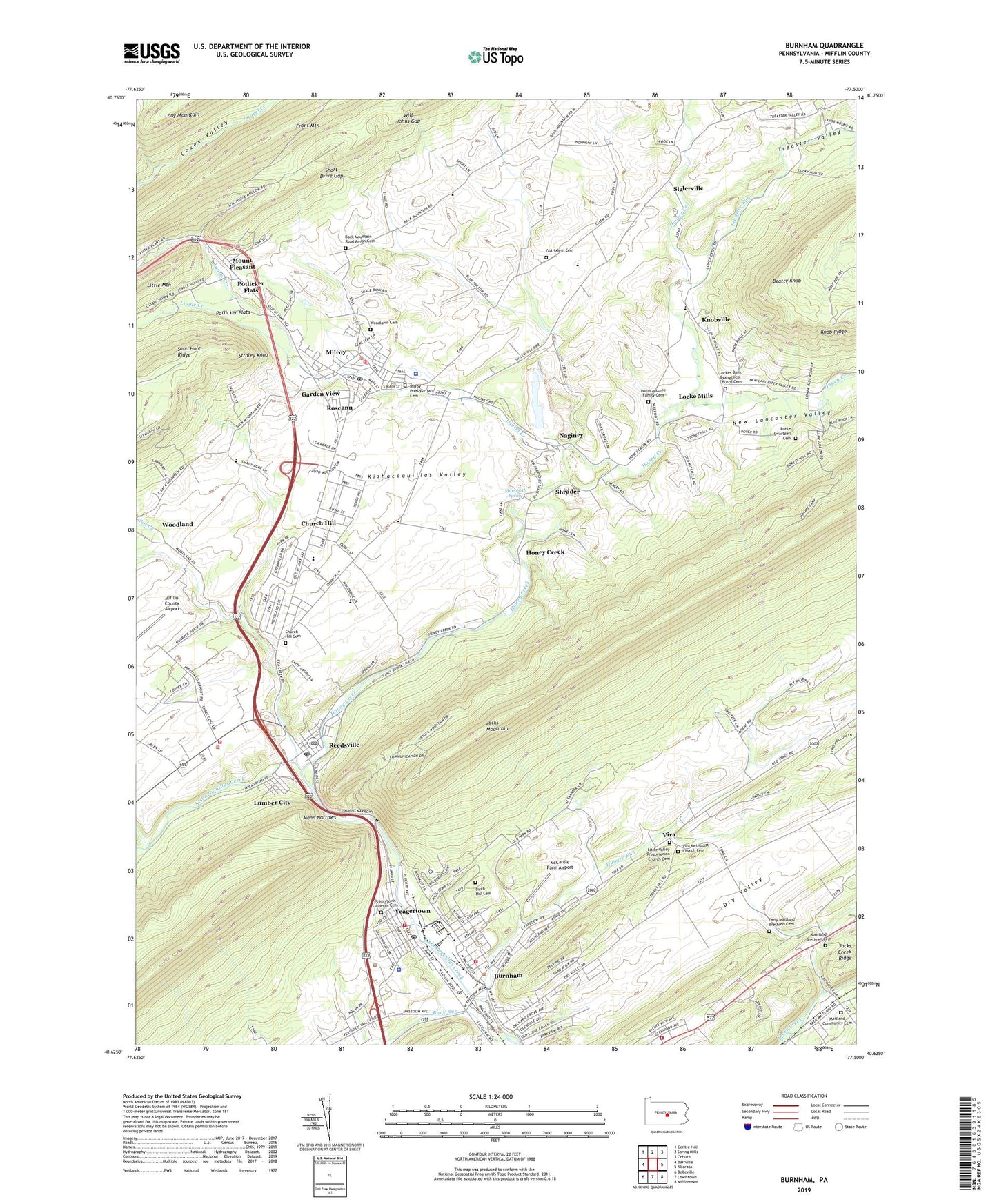 Burnham Pennsylvania US Topo Map Image