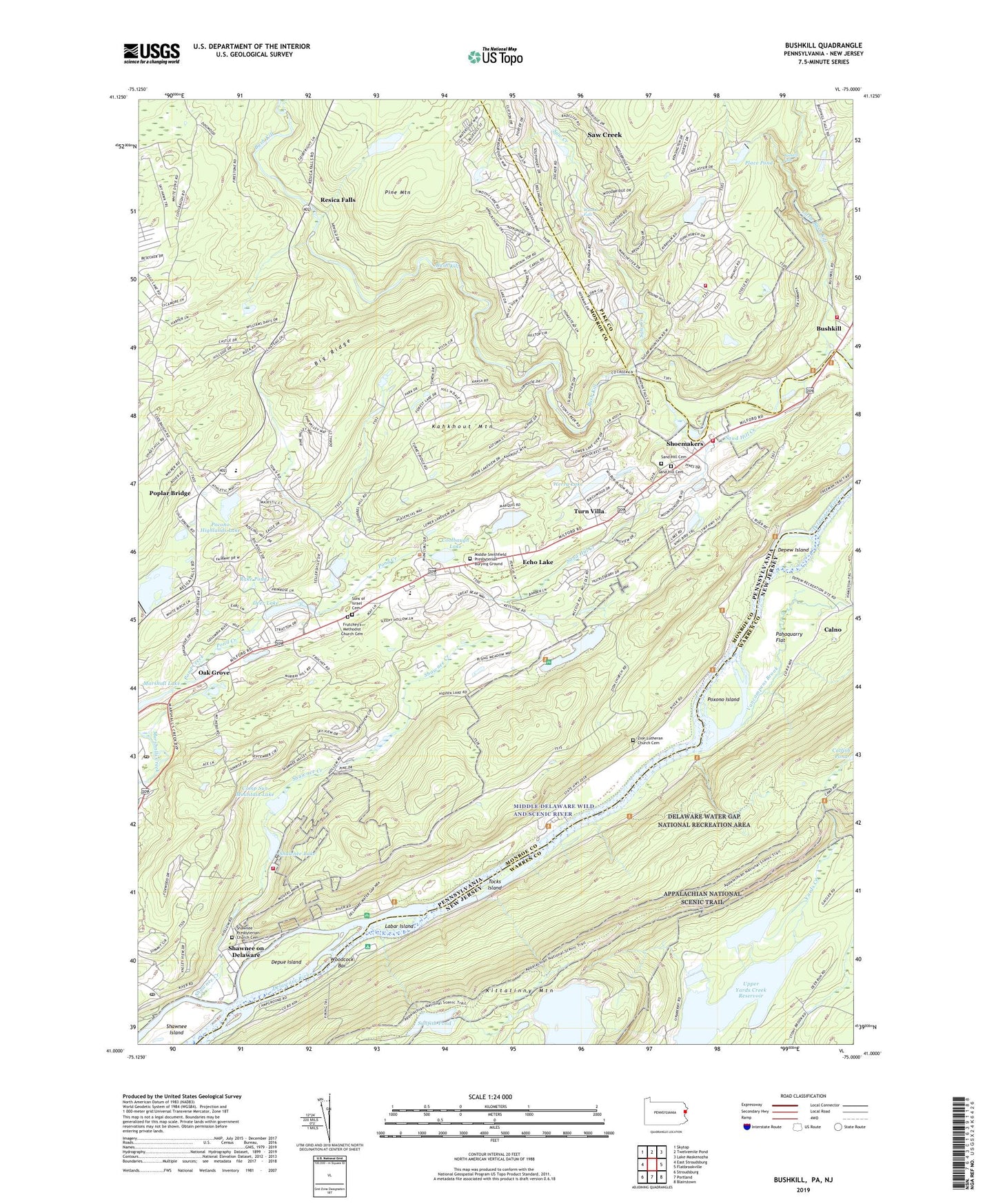 Bushkill Pennsylvania US Topo Map Image