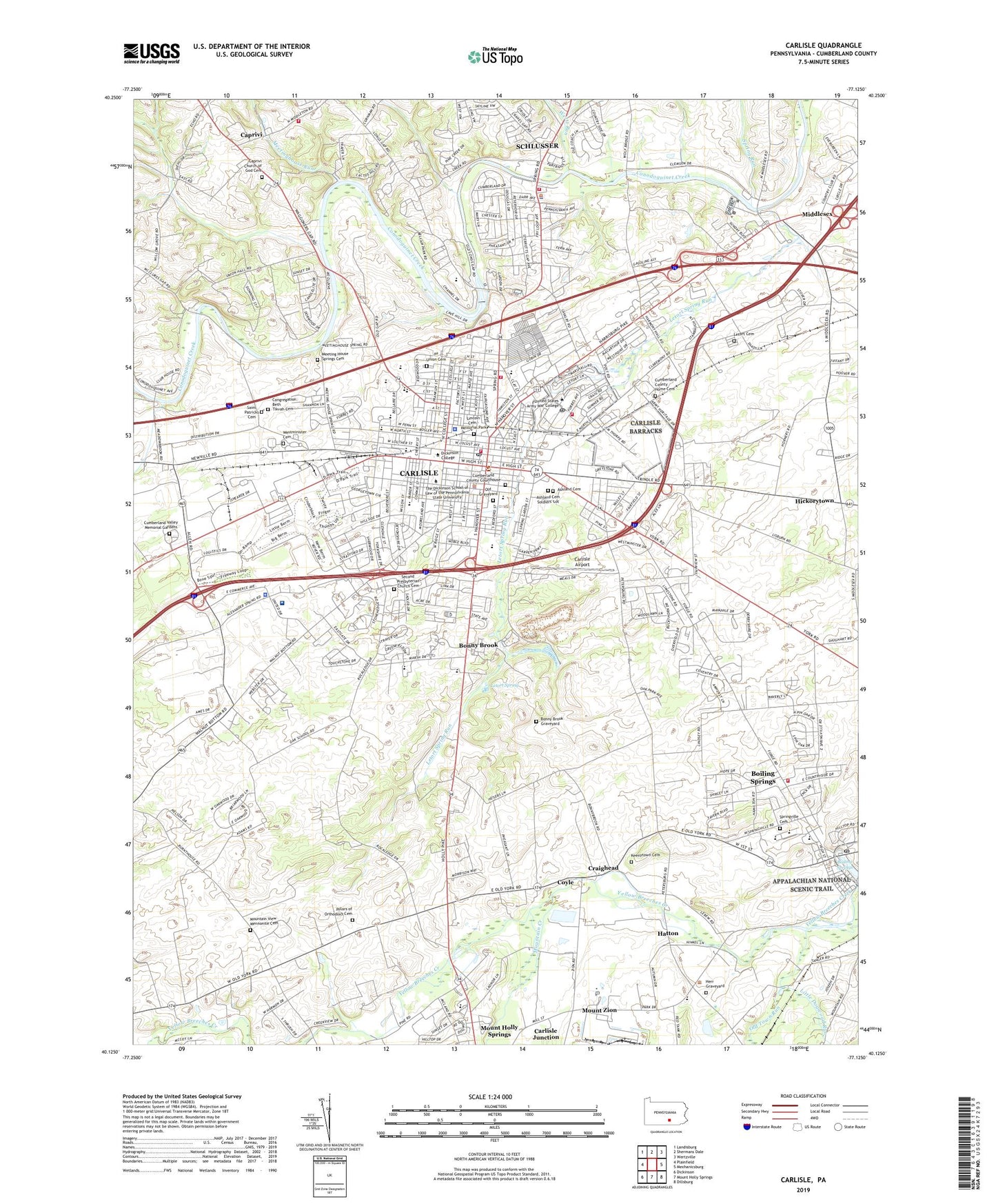 Carlisle Pennsylvania US Topo Map Image