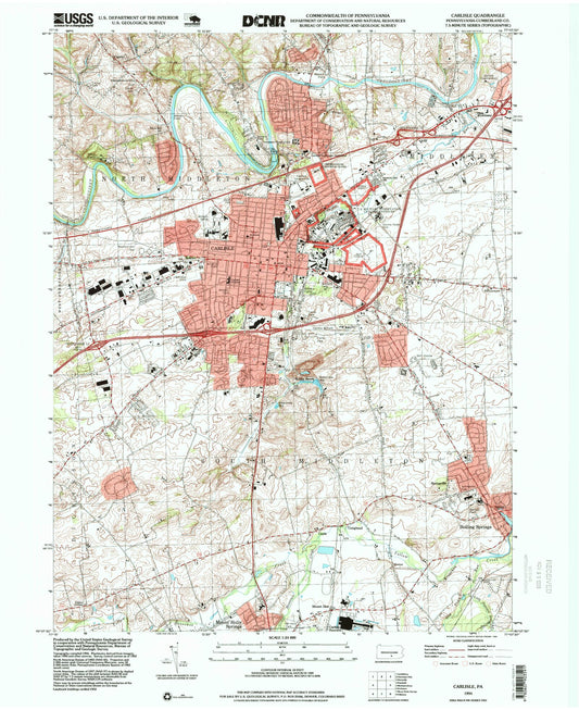 Classic USGS Carlisle Pennsylvania 7.5'x7.5' Topo Map Image