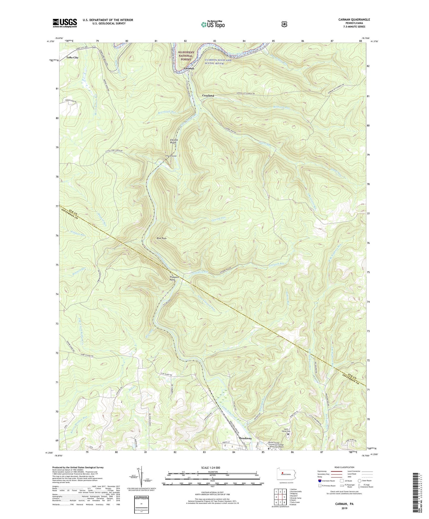 Carman Pennsylvania US Topo Map Image