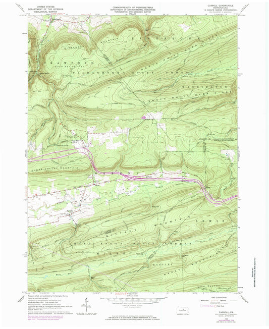 Classic USGS Carroll Pennsylvania 7.5'x7.5' Topo Map Image
