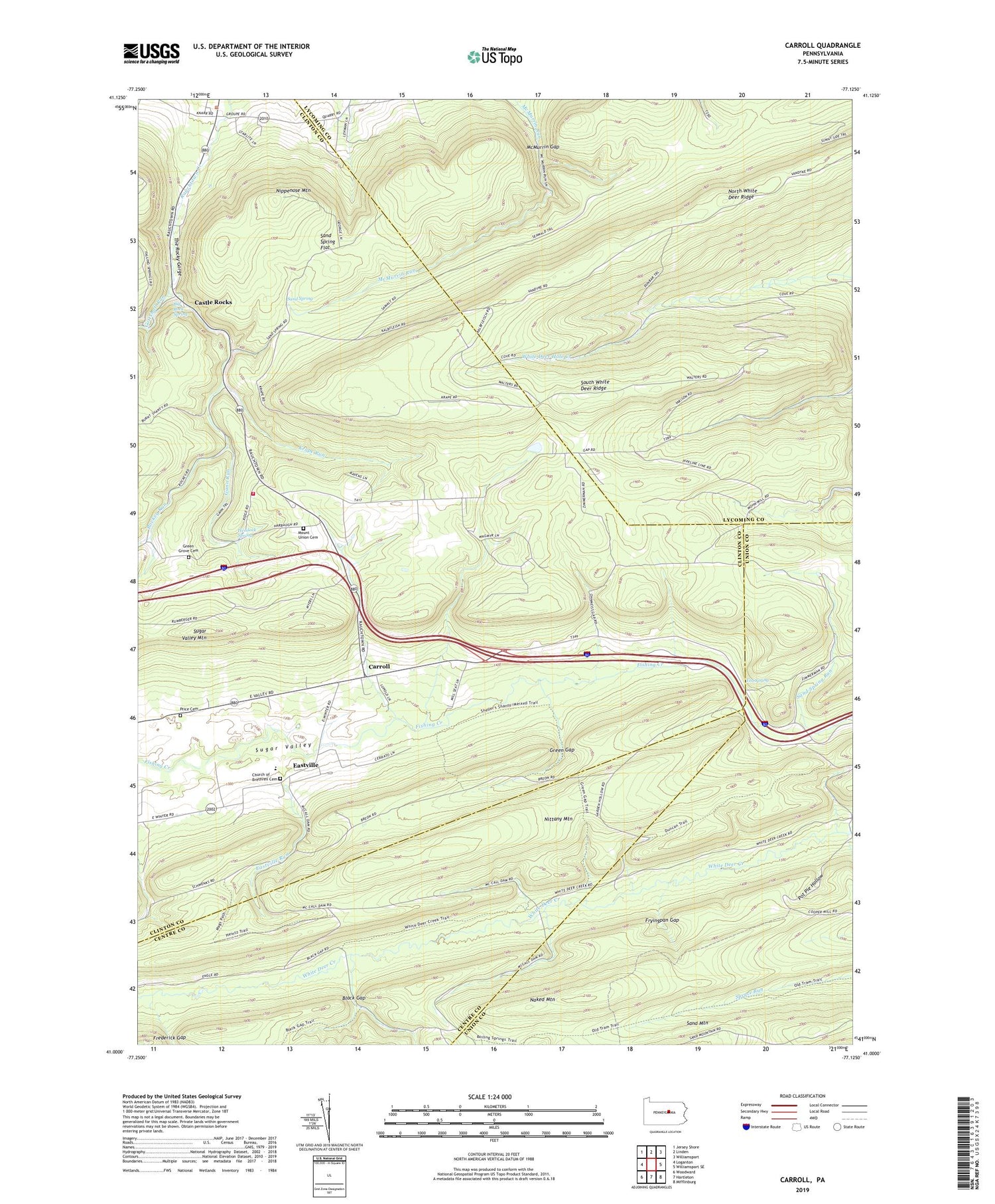 Carroll Pennsylvania US Topo Map Image