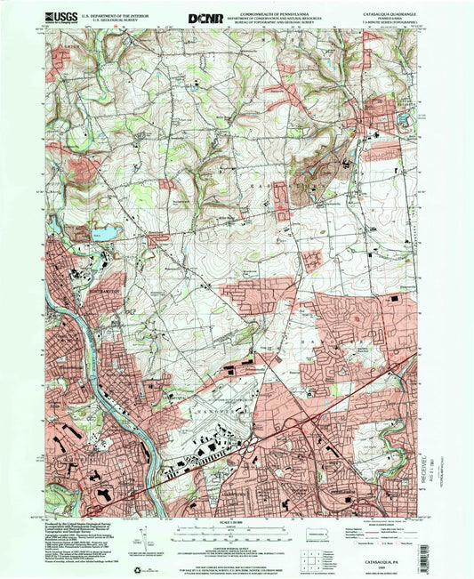 Classic USGS Catasauqua Pennsylvania 7.5'x7.5' Topo Map Image