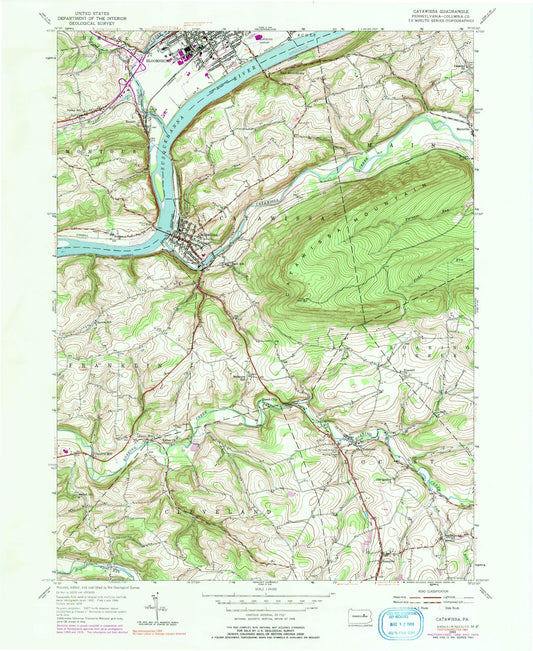 Classic USGS Catawissa Pennsylvania 7.5'x7.5' Topo Map Image