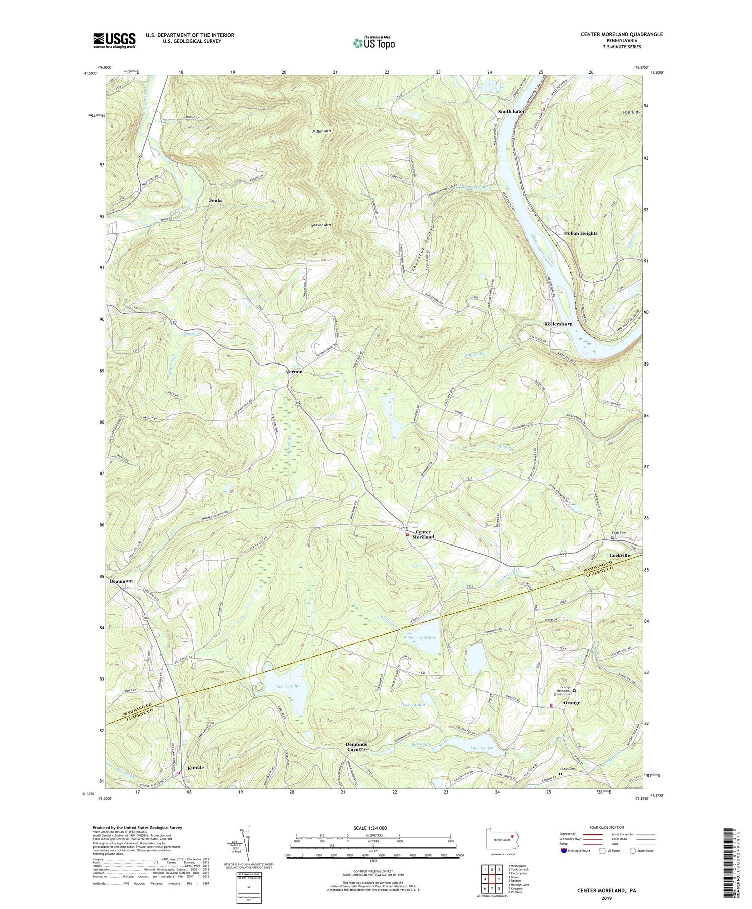 Center Moreland Pennsylvania US Topo Map Image