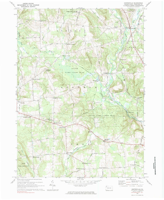 Classic USGS Centerville Pennsylvania 7.5'x7.5' Topo Map Image