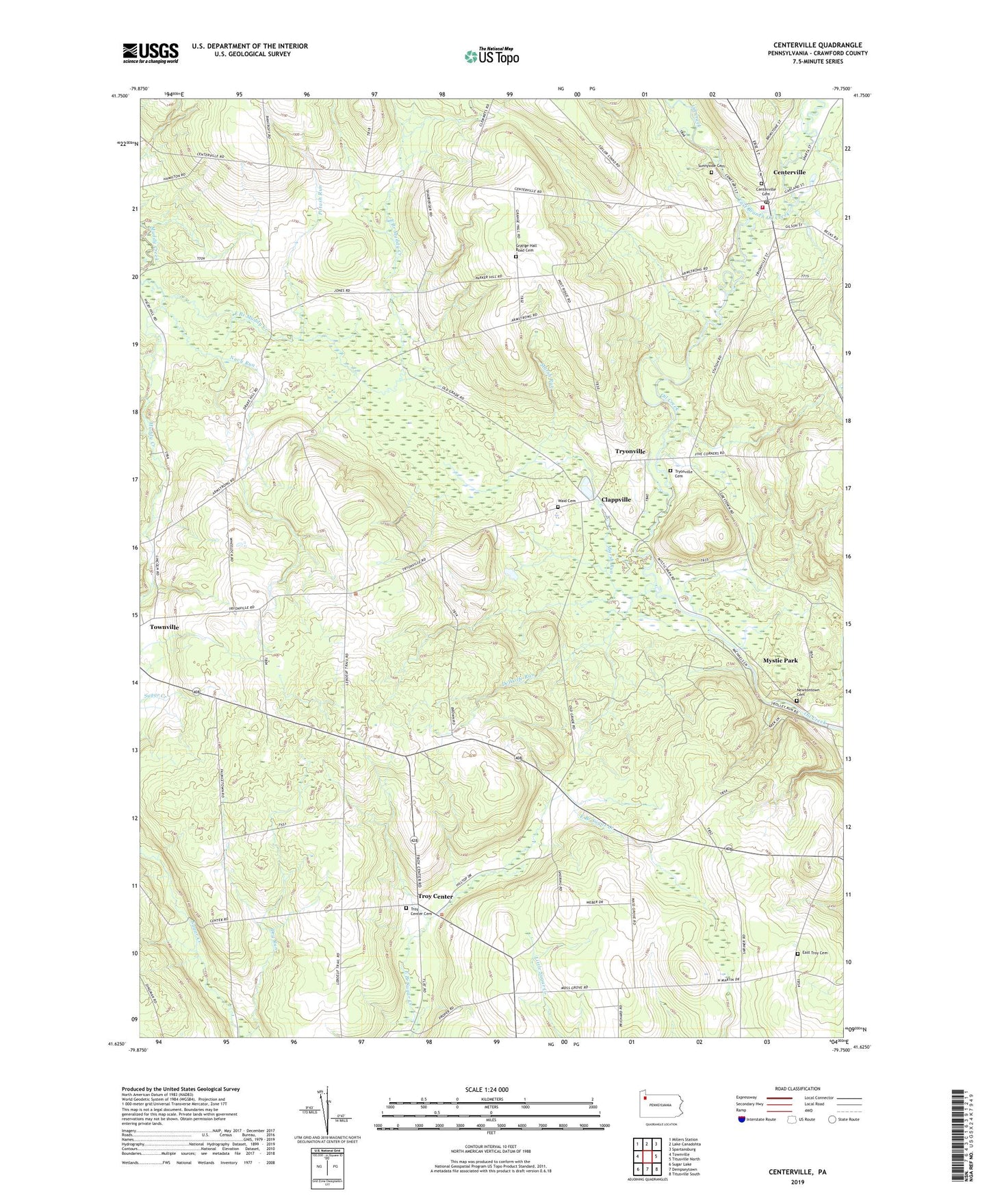 Centerville Pennsylvania US Topo Map Image