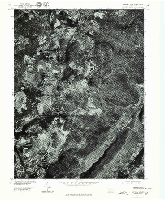 Classic USGS Central City Pennsylvania 7.5'x7.5' Topo Map Image