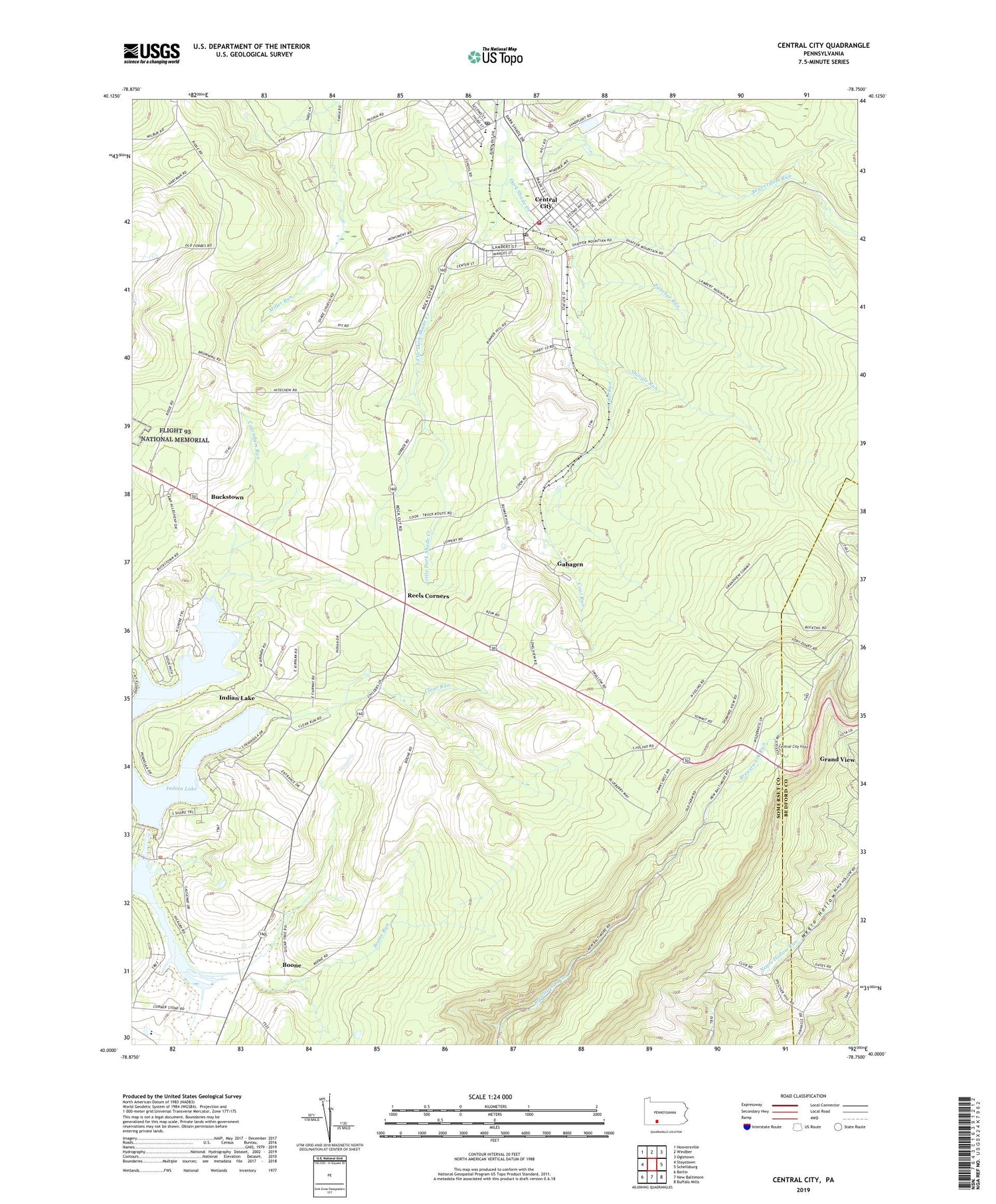 Central City Pennsylvania US Topo Map Image