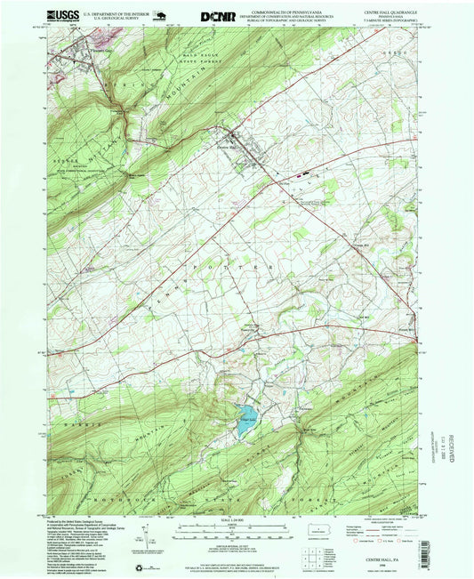 Classic USGS Centre Hall Pennsylvania 7.5'x7.5' Topo Map Image