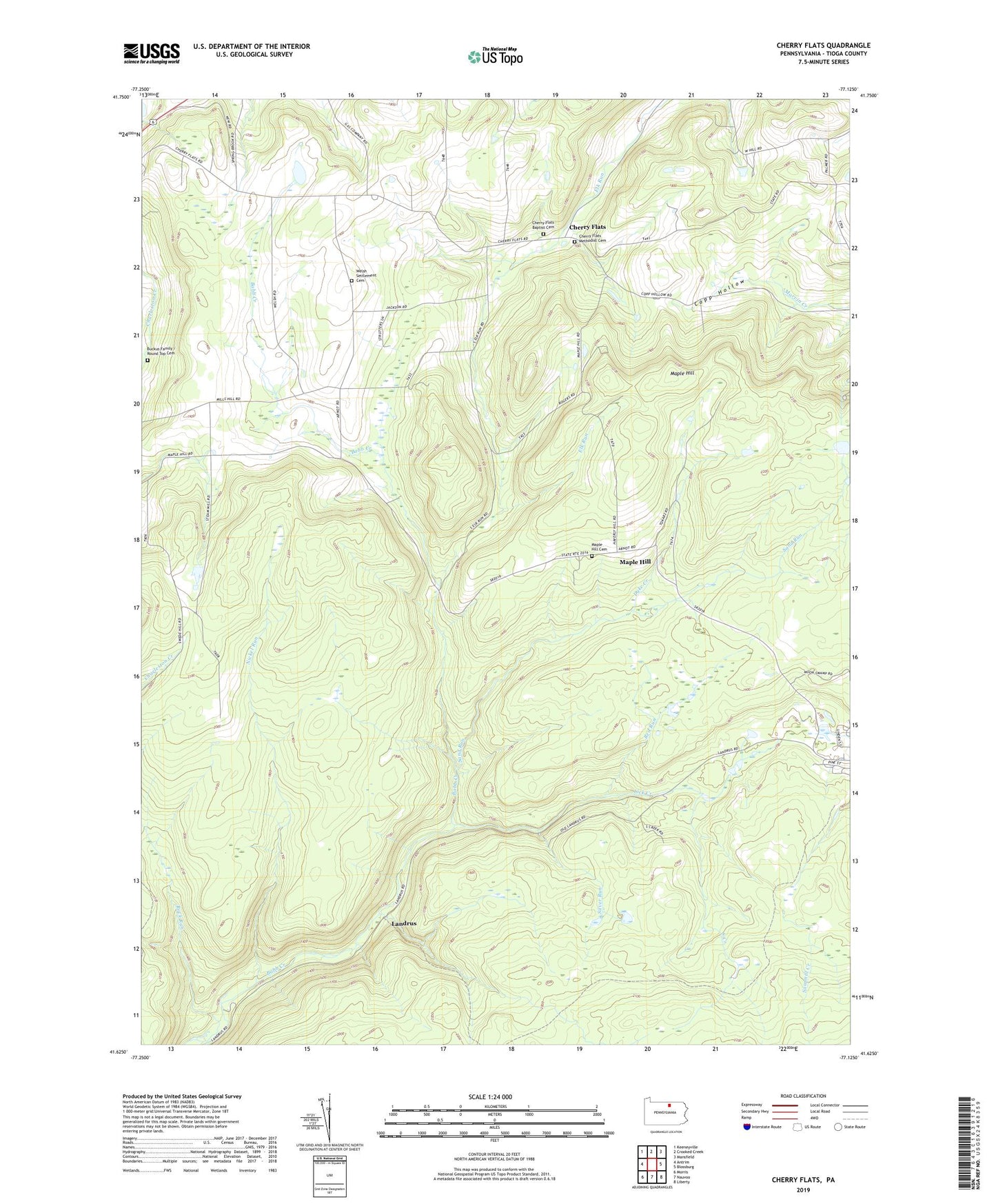 Cherry Flats Pennsylvania US Topo Map Image
