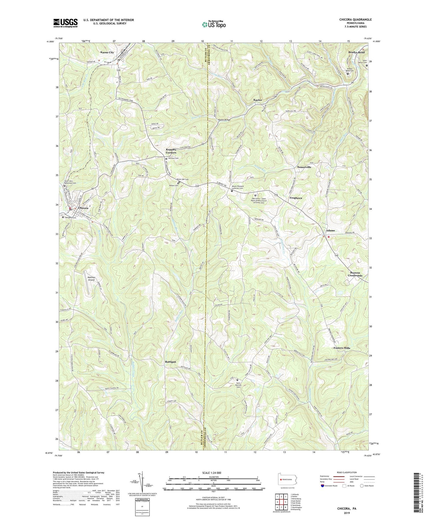 Chicora Pennsylvania US Topo Map Image