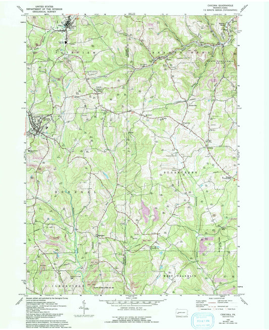 Classic USGS Chicora Pennsylvania 7.5'x7.5' Topo Map Image