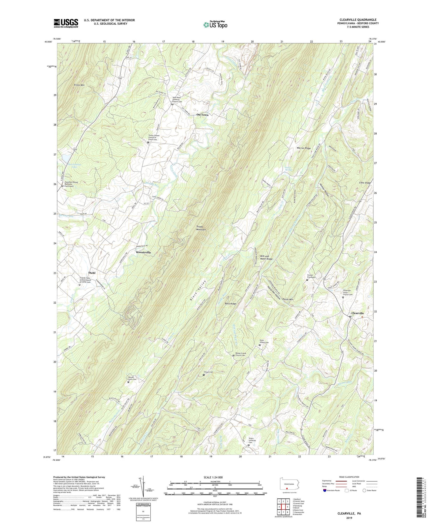 Clearville Pennsylvania US Topo Map Image