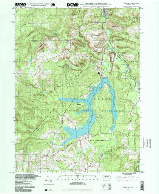 Classic USGS Coalport Pennsylvania 7.5'x7.5' Topo Map Image