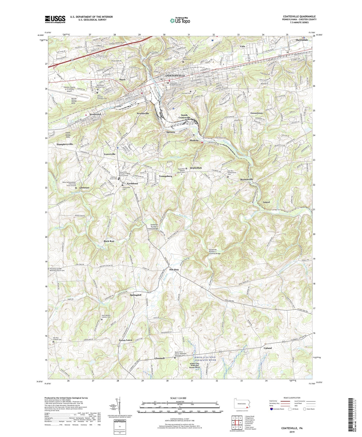 Coatesville Pennsylvania US Topo Map Image