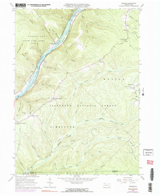 USGS Classic Cobham Pennsylvania 7.5'x7.5' Topo Map Image