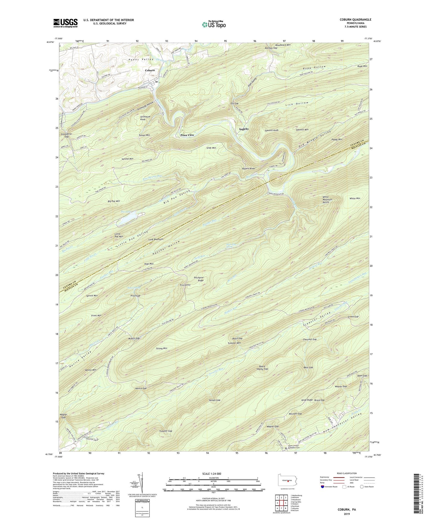 Coburn Pennsylvania US Topo Map Image