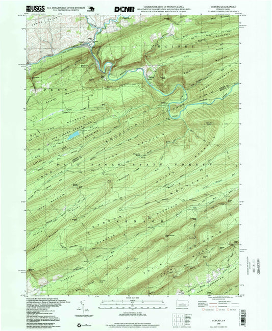 Classic USGS Coburn Pennsylvania 7.5'x7.5' Topo Map Image