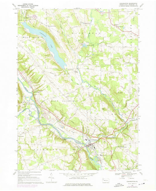Classic USGS Cochranton Pennsylvania 7.5'x7.5' Topo Map Image