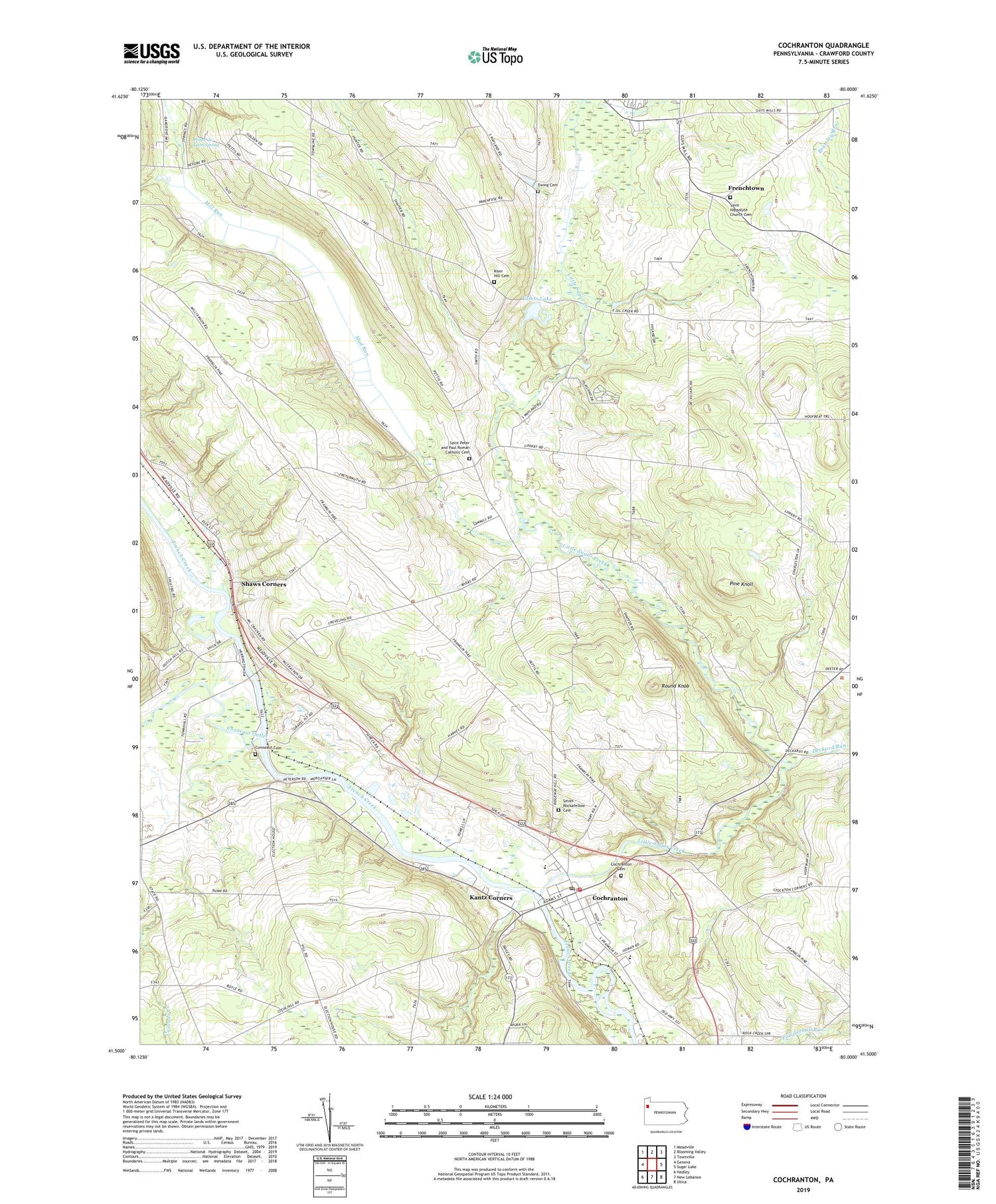 Cochranton Pennsylvania US Topo Map Image