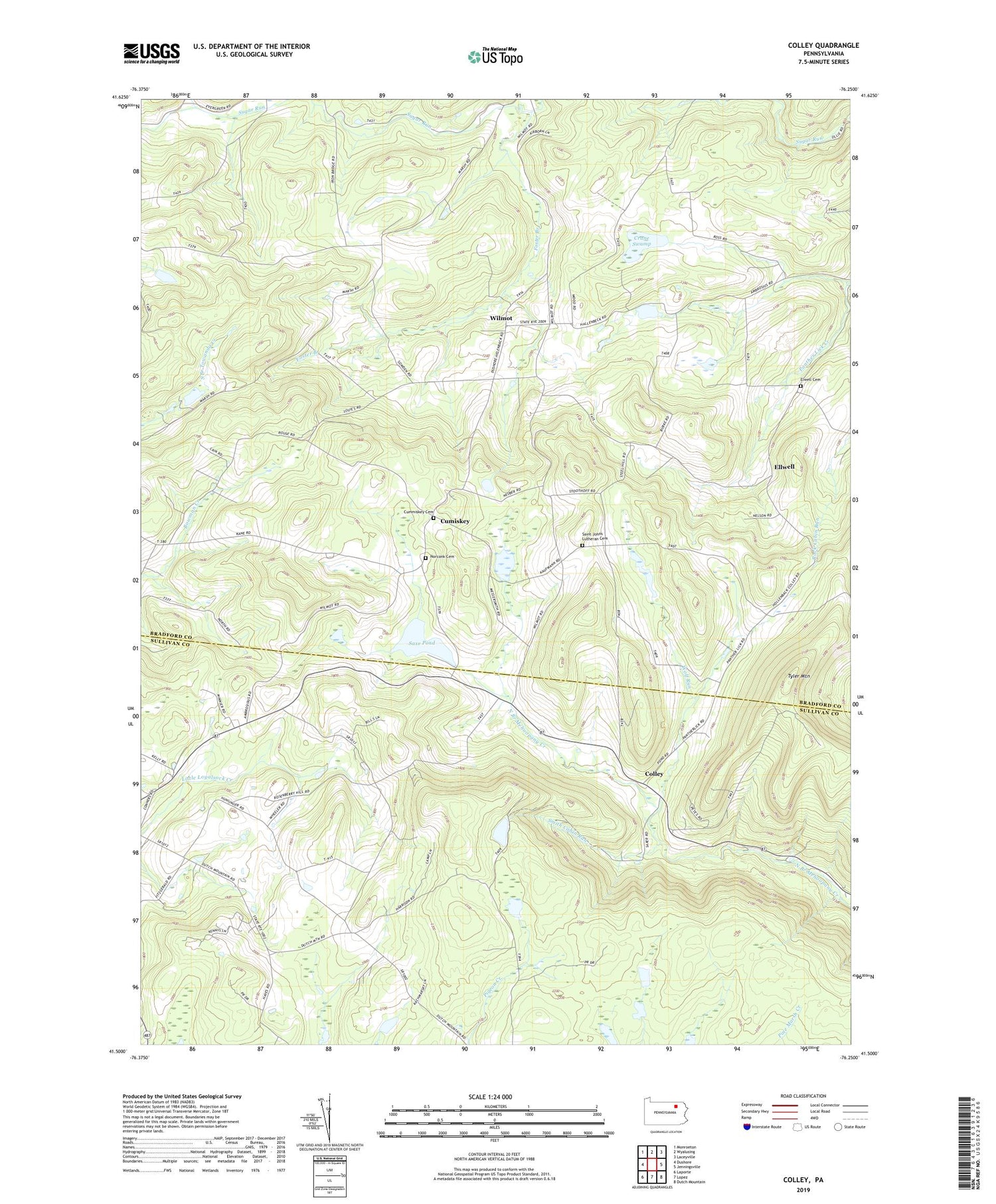 Colley Pennsylvania US Topo Map Image