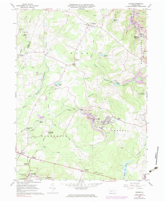 Classic USGS Colver Pennsylvania 7.5'x7.5' Topo Map Image