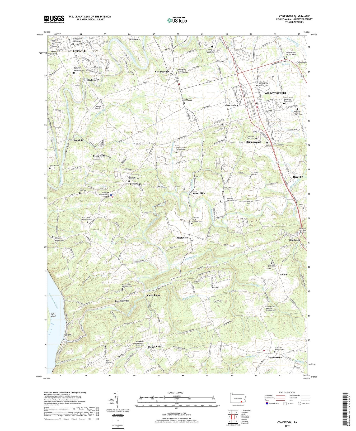 Conestoga Pennsylvania US Topo Map Image