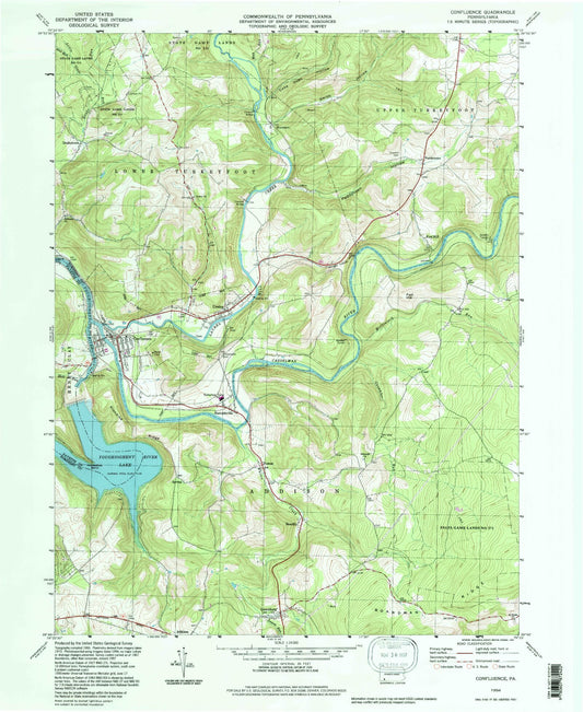 Classic USGS Confluence Pennsylvania 7.5'x7.5' Topo Map Image