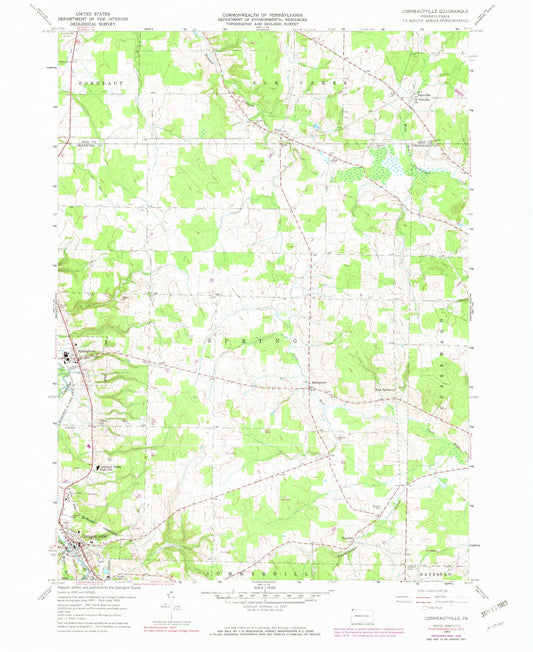 Classic USGS Conneautville Pennsylvania 7.5'x7.5' Topo Map Image