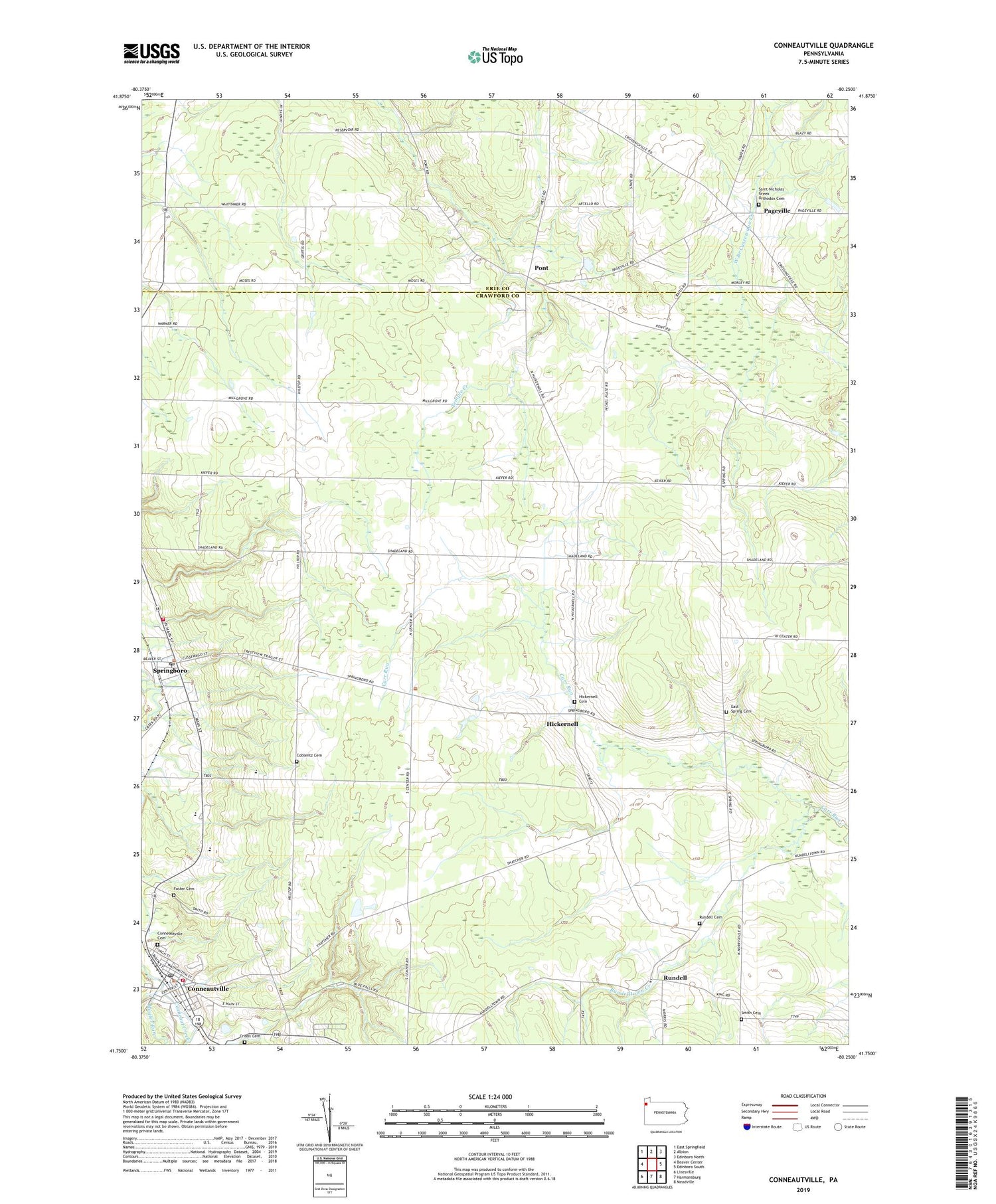 Conneautville Pennsylvania US Topo Map Image