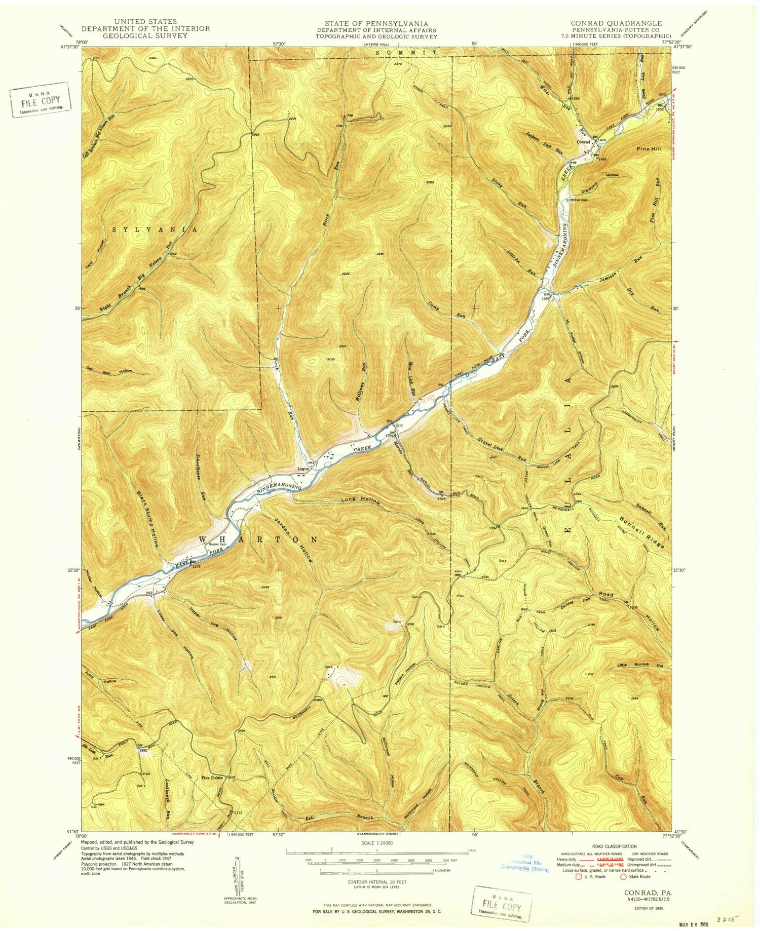 USGS Classic Conrad Pennsylvania 7.5'x7.5' Topo Map Image
