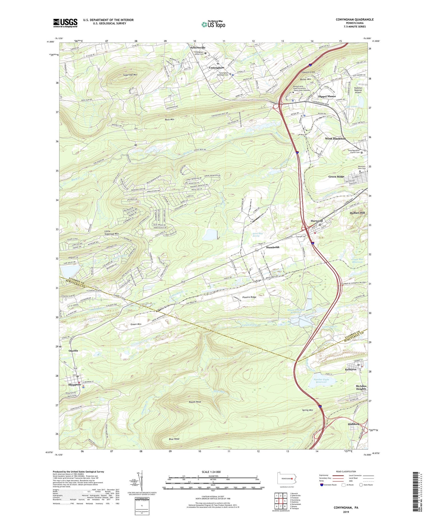 Conyngham Pennsylvania US Topo Map Image