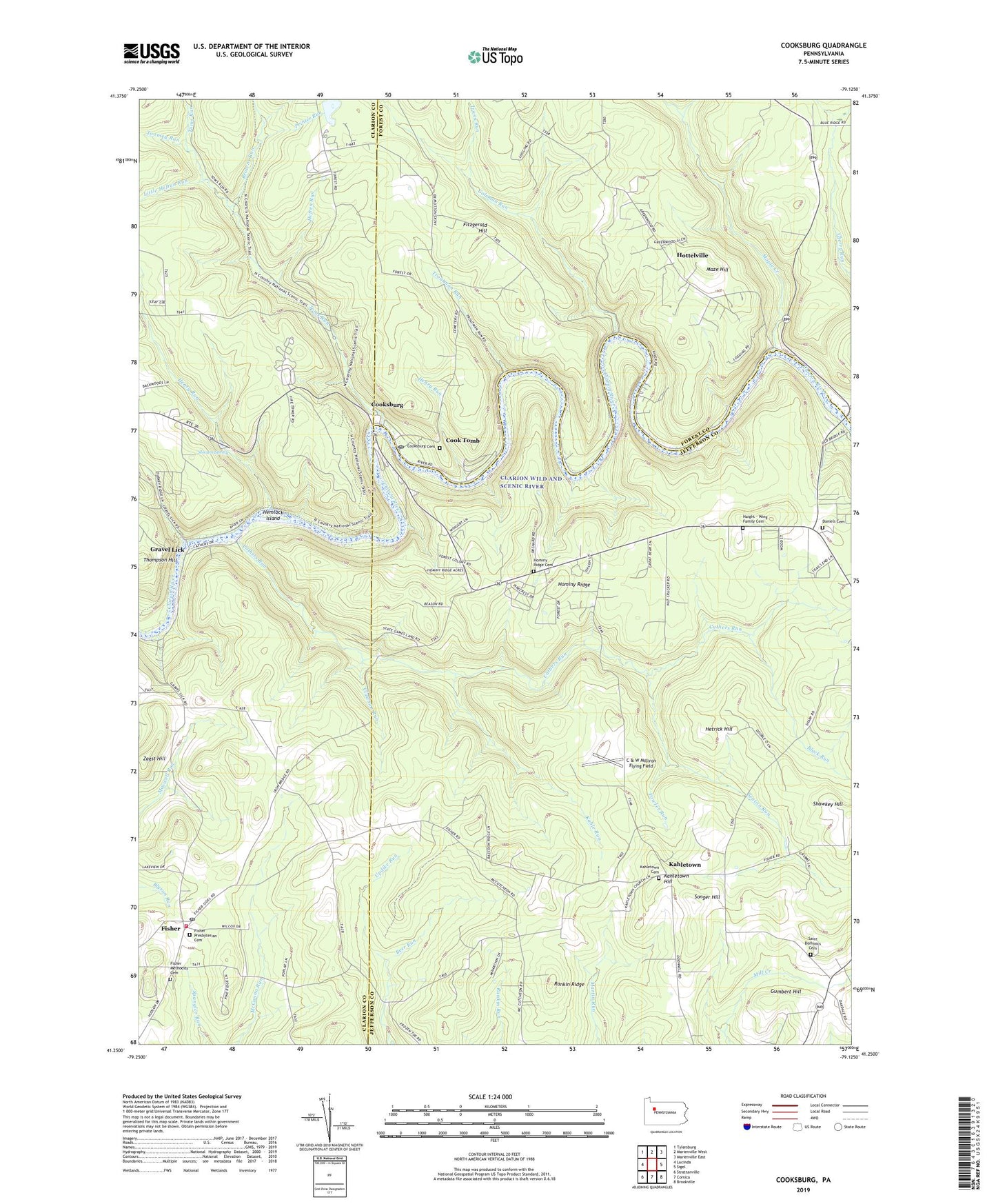 Cooksburg Pennsylvania US Topo Map Image