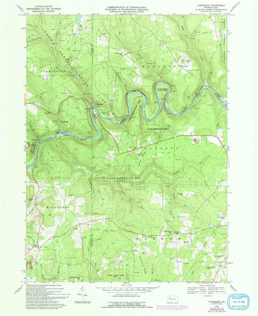 Classic USGS Cooksburg Pennsylvania 7.5'x7.5' Topo Map Image