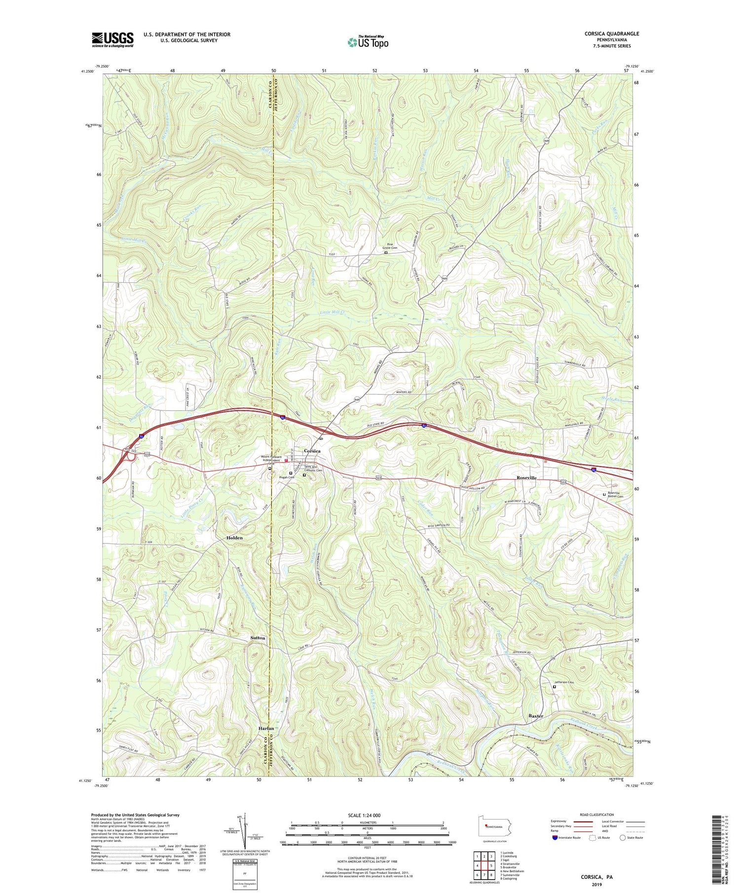 Corsica Pennsylvania US Topo Map Image