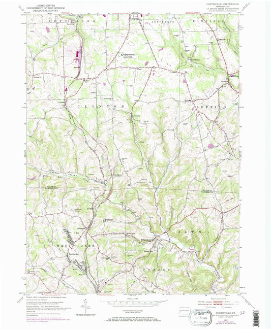 Classic USGS Curtisville Pennsylvania 7.5'x7.5' Topo Map Image