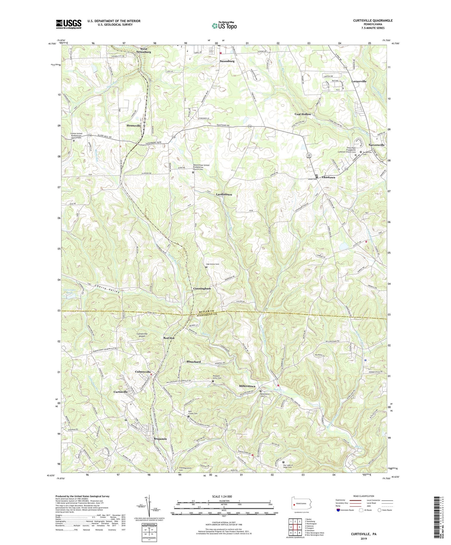 Curtisville Pennsylvania US Topo Map Image