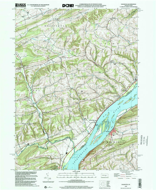 Classic USGS Dalmatia Pennsylvania 7.5'x7.5' Topo Map Image