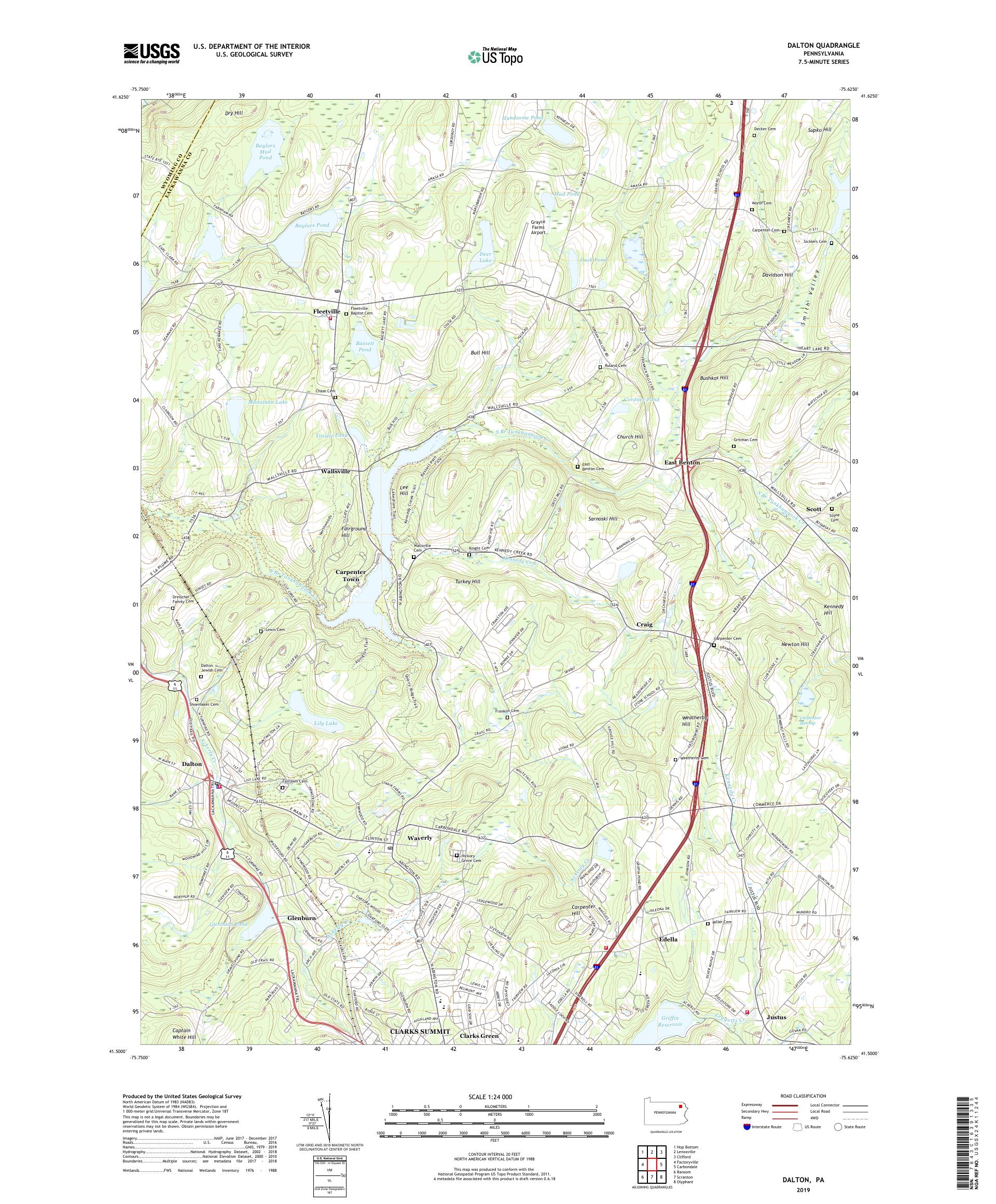 Dalton Pennsylvania US Topo Map – MyTopo Map Store